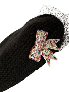 Jennifer Behr Mimi bow-embellished beret - Zwart