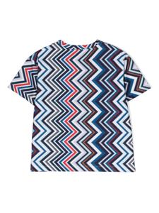 Missoni Kids logo-patch zigzag woven T-shirt - Blauw