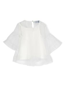 Mi Mi Sol double-layer puff-sleeve blouse - Wit
