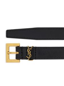 Saint Laurent Cassandre leather belt - Zwart