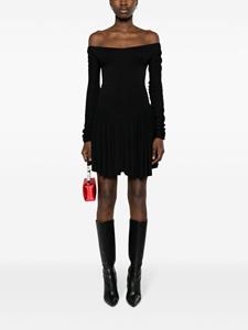 PNK Mini-jurk met ronde hals en ruches - Zwart