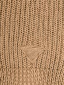 Prada Triangle-logo ribbed-knit scarf - Bruin