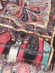 ETRO Kasjmierblend sjaal met paisley-print en franje - Zwart