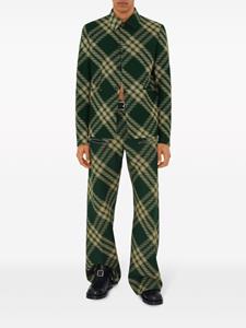 Burberry check-pattern wool tailored trousers - Groen