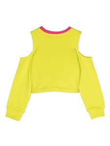 Missoni Kids appliqué-logo cold-shoulder sweatshirt - Geel