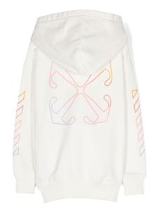 Off-White Kids Diag-stripe-print cotton hoodie - Wit