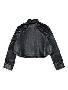 MM6 Maison Margiela Kids cropped faux-leather jacket - Zwart
