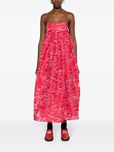 Cecilie Bahnsen Midi-jurk met bloemenpatch - Rood