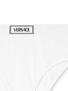 Versace Fijngeibbelde slip met logoband - Wit