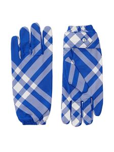 Burberry checked buttoned gloves - Blauw