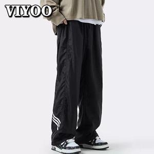VIYOO Y2k-kleding voor heren, streetwear trainingspak, joggingbroek, baggy sport, brede cargobroek, rechte broek, harajuku sportkleding