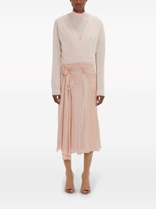 Victoria Beckham floral-appliqué lurex draped skirt - Roze