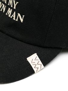 Visvim slogan-embroidered felted cap - Zwart