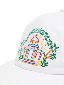 Casablanca Rainbow Crayon Temple-embroidered cotton cap - Wit