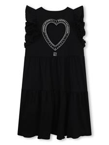 Givenchy Kids Gelaagde jurk met logo applicatie van stras - Zwart