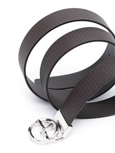 Giorgio Armani wavy-embossed leather belt - Bruin