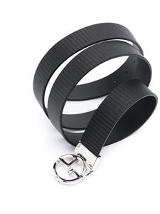Giorgio Armani wavy-embossed leather belt - Zwart