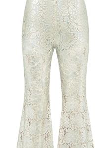 Nina Ricci guipure-lace long-length flared trousers - Beige
