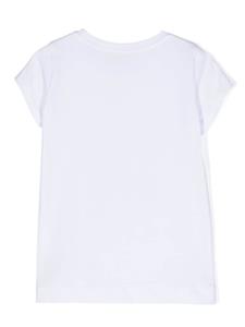 Monnalisa T-shirt verfraaid met kristallen en print - Wit
