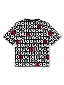 HUGO KIDS T-shirt met logoprint - Zwart