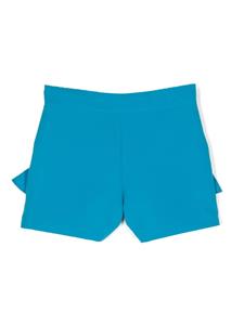 MSGM Kids ruffle-detail embroidered-logo shorts - Blauw