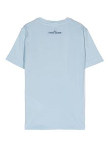 Stone Island Junior Katoenen T-shirt met logopatch - Blauw