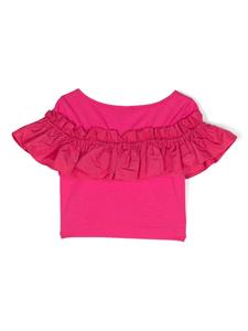 Monnalisa ruffle-detail jersey T-shirt - Roze