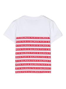 Balmain Kids logo-stripes cotton T-shirt - Wit