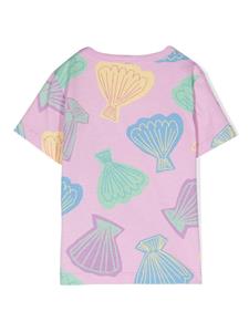 Stella McCartney Kids Katoenen T-shirt met schelpenprint - Roze