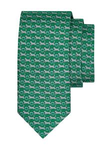 Ferragamo Tiger-print silk tie - Groen