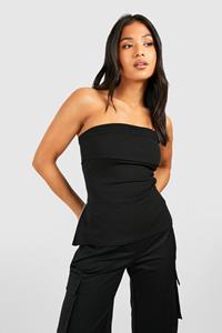 Boohoo Petite Bandeau Top Met Zijrits, Black