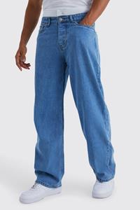 Boohoo Onbewerkte Baggy Jeans Met Dubbele Tailleband, Light Blue