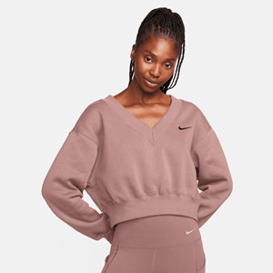 NIKE Sportswear Phoenix Logo Cropped Fleece Sweatshirt Damen 208 - smokey mauve/black