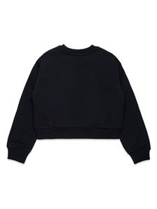 Diesel Kids logo-embroidered cotton sweatshirt - Zwart