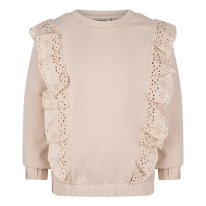 DAILY 7 Meisjes sweater broderie ruffle ivory cream