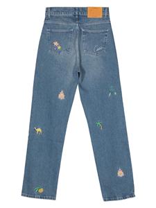 Casablanca Straight jeans met geborduurd patroon - Blauw