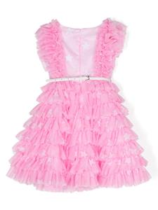 Monnalisa star-print tulle dress - Roze