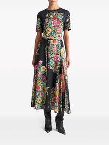 ETRO floral-print cotton-blend midi skirt - Zwart