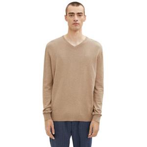 TOM TAILOR Sweatshirt basic crew neck sweater, hazel brown melange