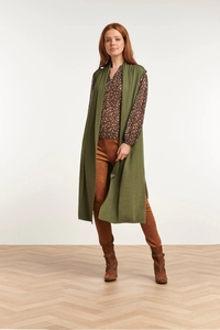 Smashed Lemon 23601 stijlvolle mouwloze cardigan in army green