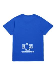 Nº21 Kids logo-print cotton T-shirt - Blauw