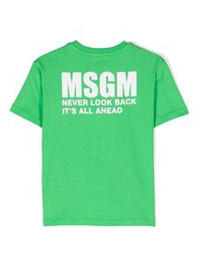 MSGM Kids logo-print cotton T-shirt - Groen