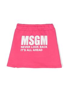 MSGM Kids logo-print jersey skirt - Roze