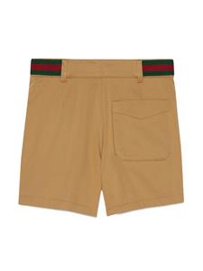 Gucci Kids Web-detail cotton shorts - Bruin
