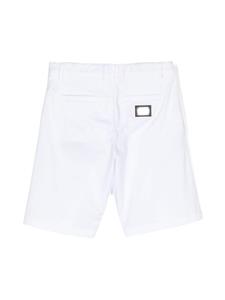 Dolce & Gabbana Kids logo-plaque twill smart shorts - Wit
