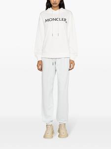 Moncler logo-embroidered cotton hoodie - Wit