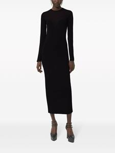 Nina Ricci Semi-doorzichtige midi-jurk met textuur - Zwart