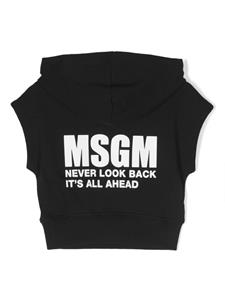 MSGM Kids logo-print short-sleeve hoodie - Zwart