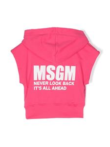 MSGM Kids logo-print short-sleeve hoodie - Roze