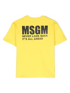 MSGM Kids logo-print cotton T-shirt - Geel